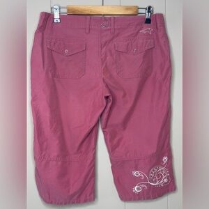 Horny Toad Embroidered Coral Long Pedal Pusher Shorts Womens Size 6